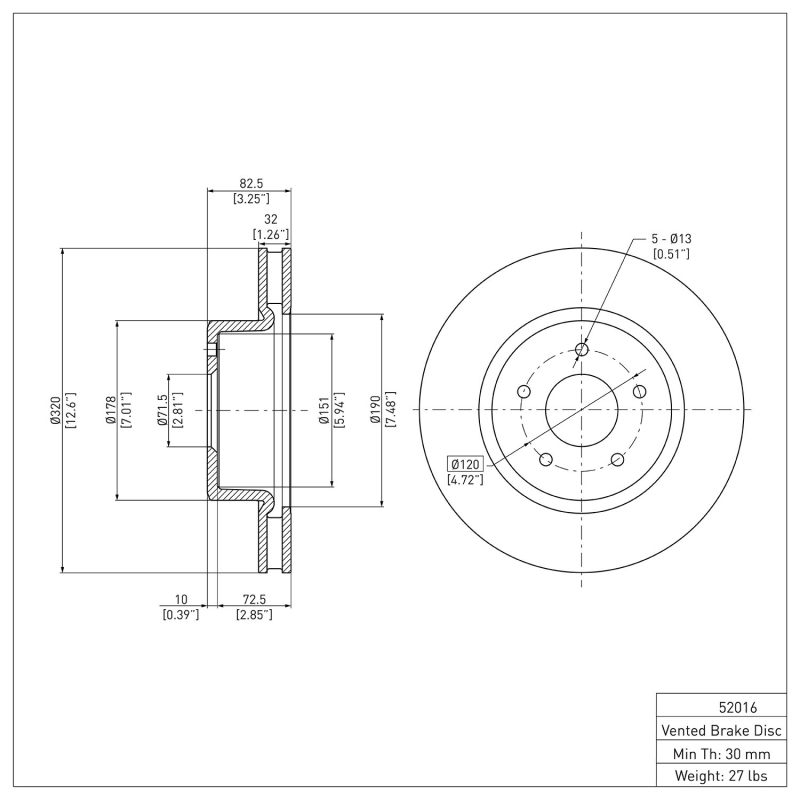 Pontiac GTO Brake Rotor (1) - Front - R1 Concepts - Plain - `05-`06